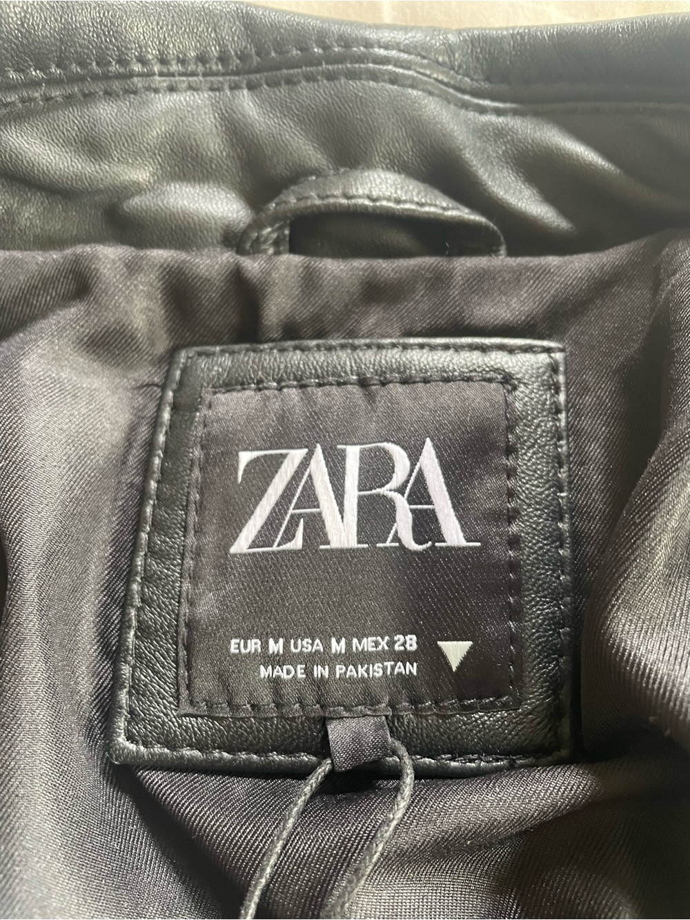 Zara Black Leather Asymmetrical Biker Jacket - Picture 2 of 4